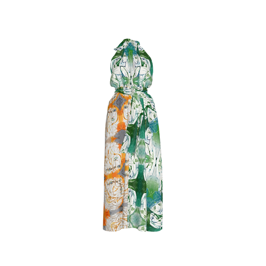 Aziza Silk Halter Maxi Dress