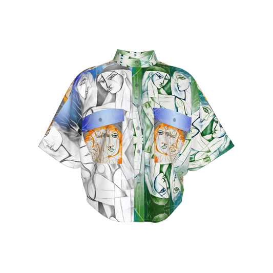 Mwezi Cropped Silk Kimono Sleeve Blouse