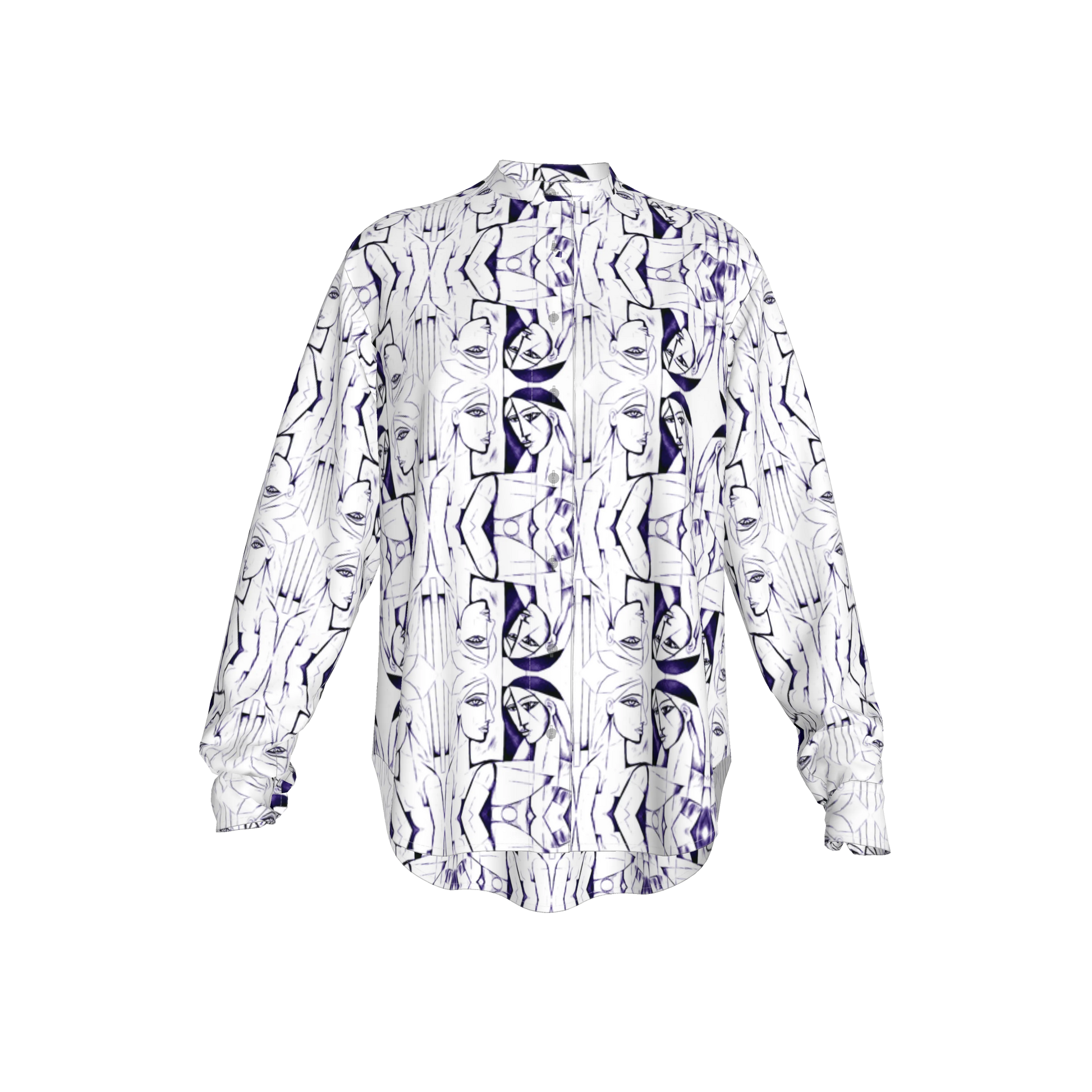 Zahara Band Collar Oversized Linen Shirt