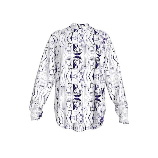 Zahara Band Collar Oversized Linen Shirt