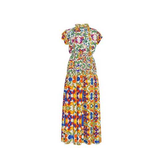 Lina Silk Maxi Ruffle Dress