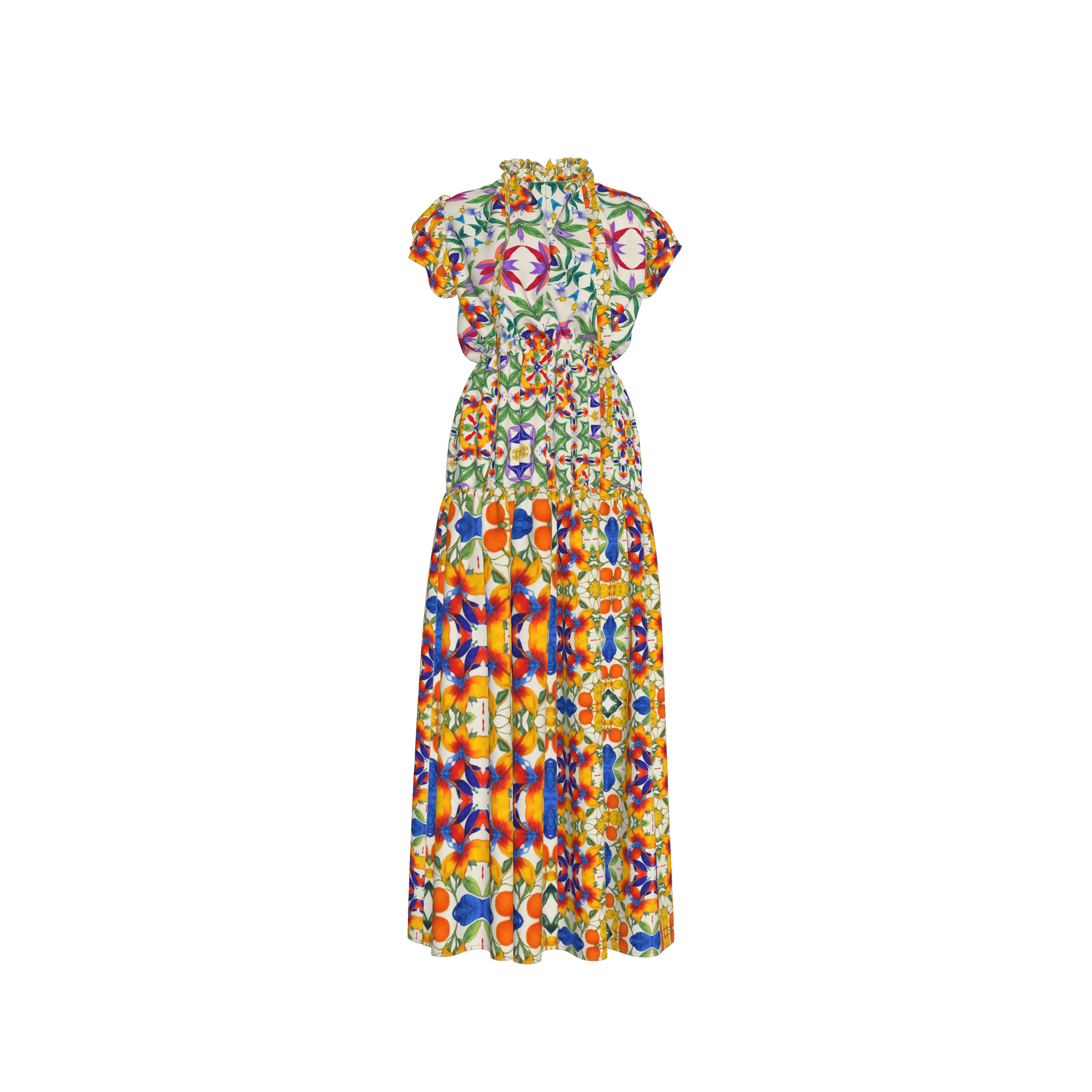 Lina Silk Maxi Ruffle Dress