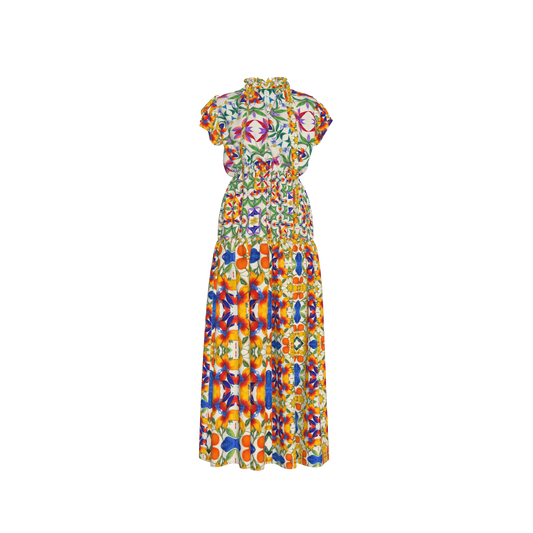 Lina Silk Maxi Ruffle Dress