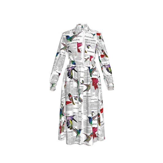 Malaika Belted Silk Shirt Dress