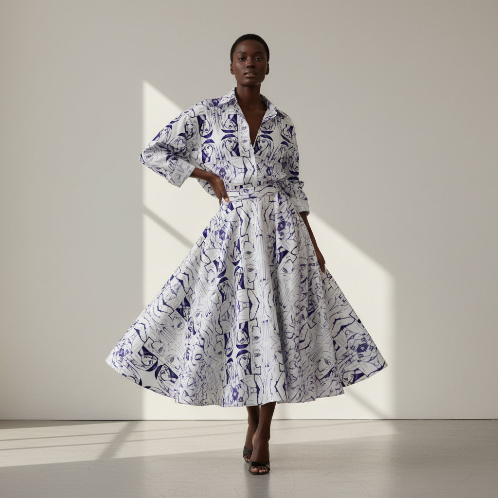 Rona Midi Linen Circle Skirt