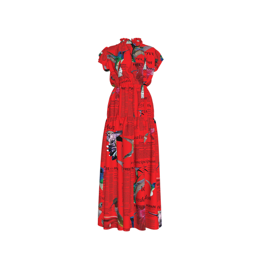 Lina Silk Maxi Ruffle Dress