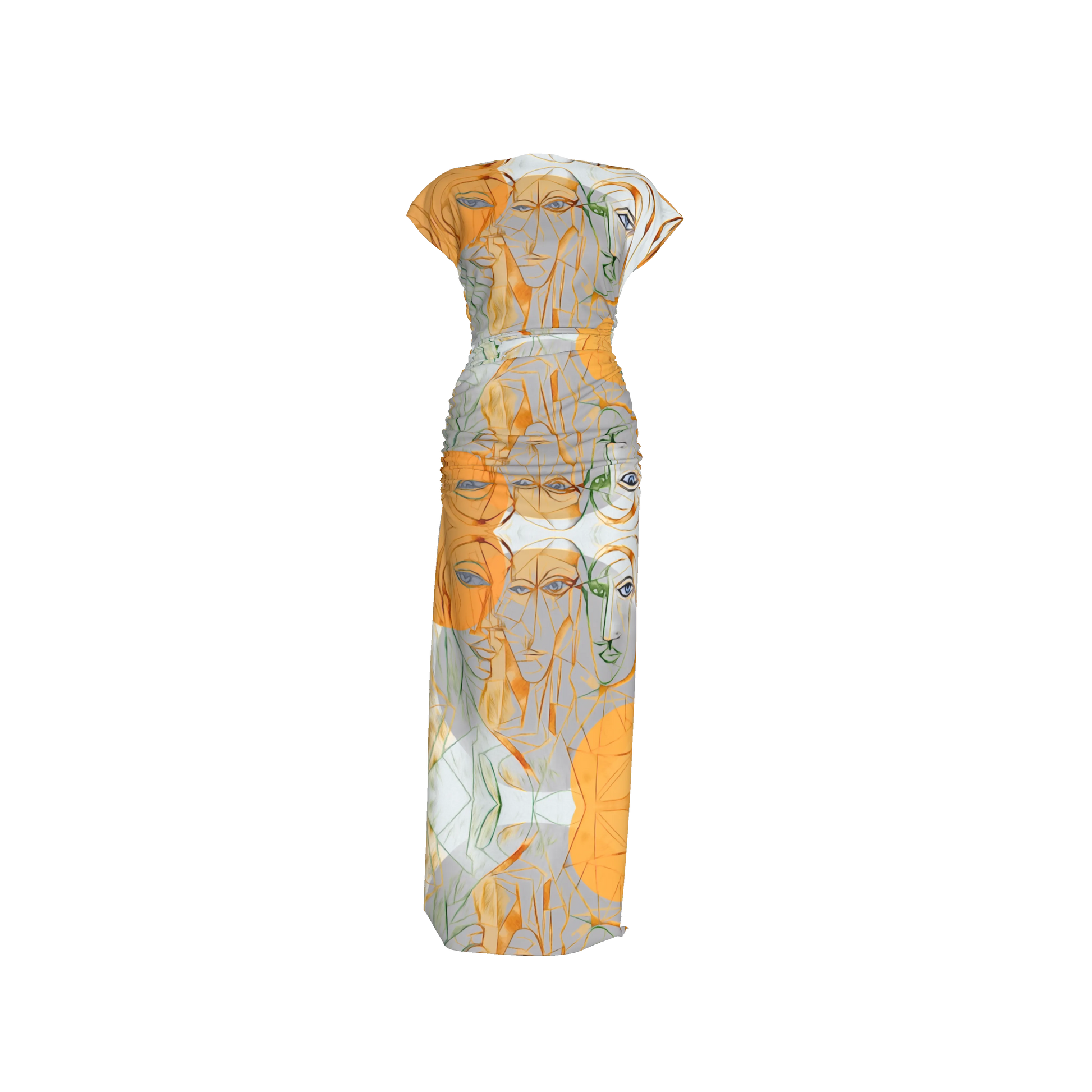 Zuhura Boatneck Shirred Silk Maxi Dress