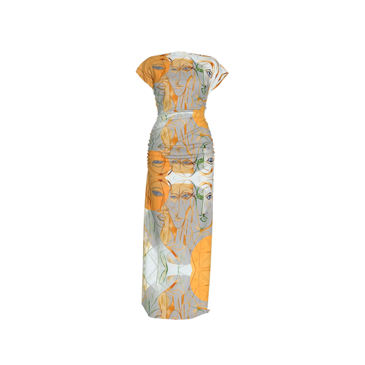 Zuhura Boatneck Shirred Silk Maxi Dress