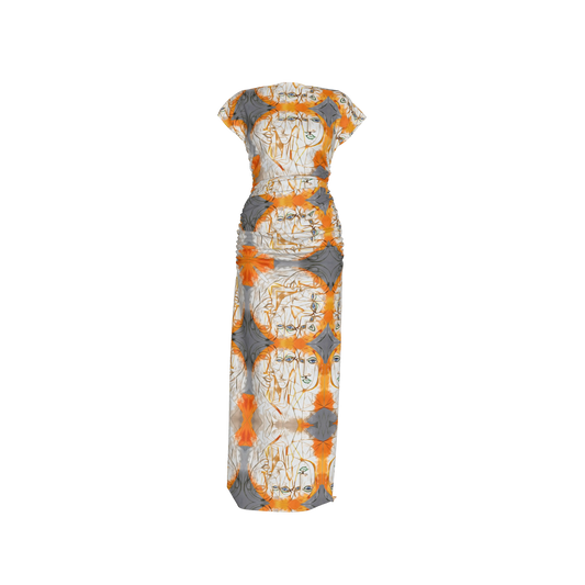 Zuhura Boatneck Shirred Silk Maxi Dress