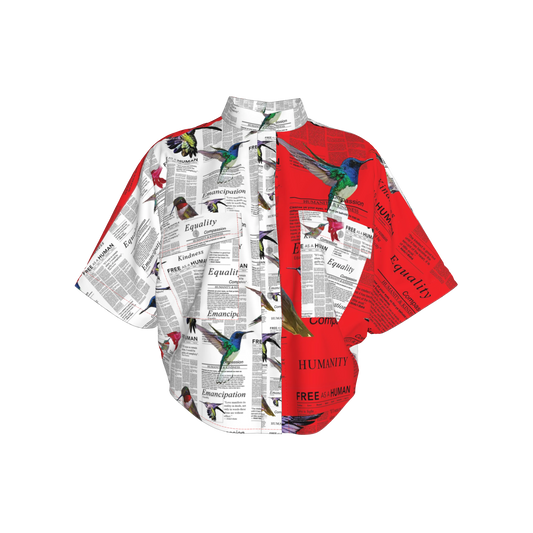 Mwezi Cropped Silk Kimono Sleeve Blouse