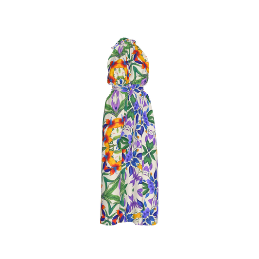 Aziza Silk Halter Maxi Dress