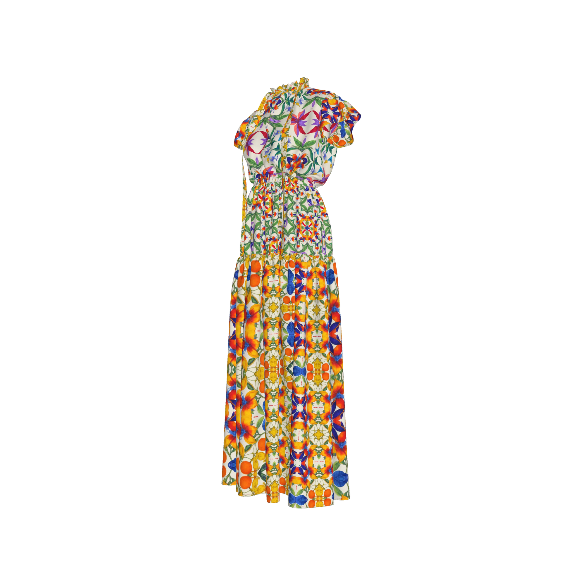 Lina Silk Maxi Ruffle Dress