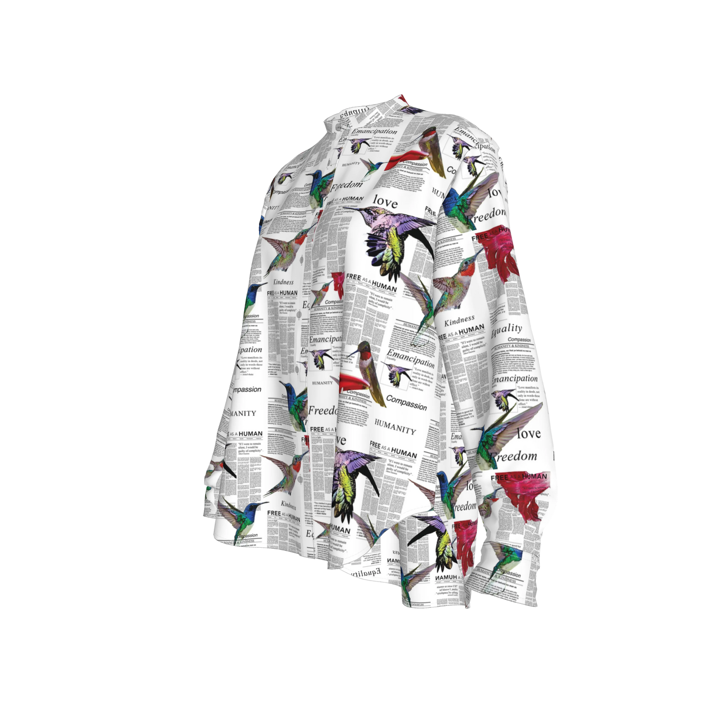 Zahara Band Collar Oversized Silk Shirt