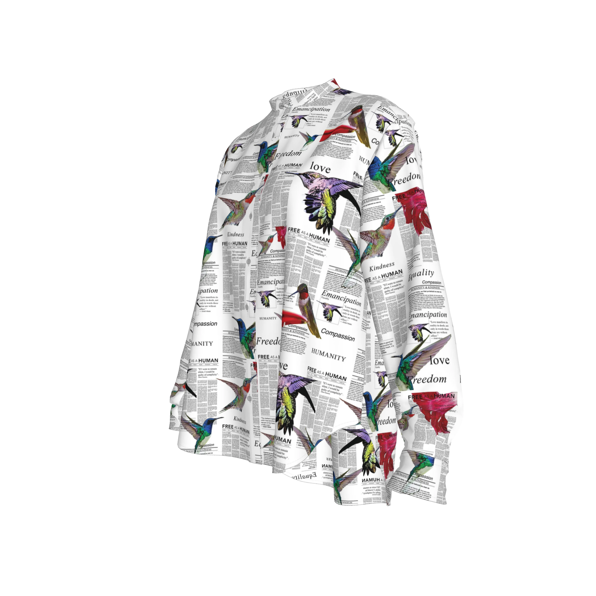 Zahara Band Collar Oversized Silk Shirt