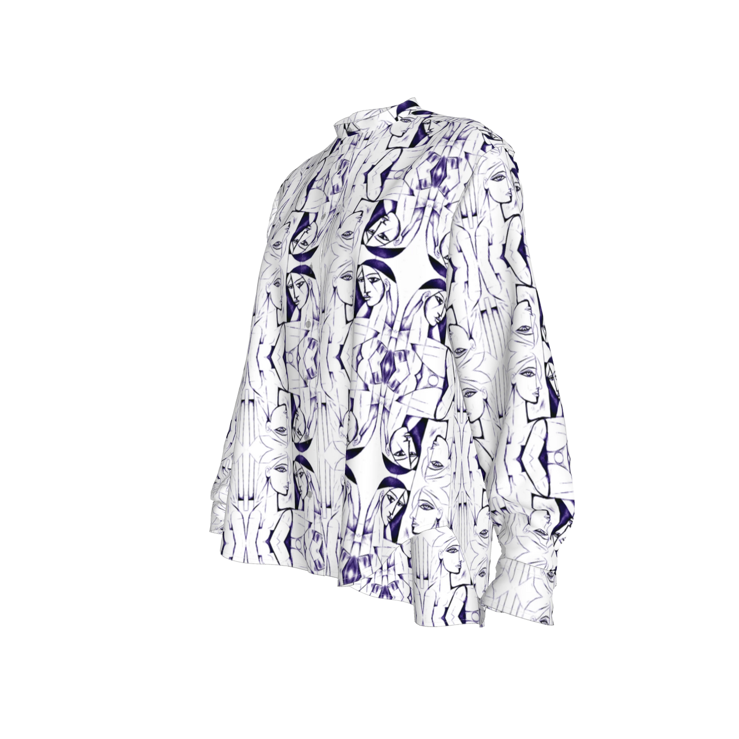 Zahara Band Collar Oversized Linen Shirt