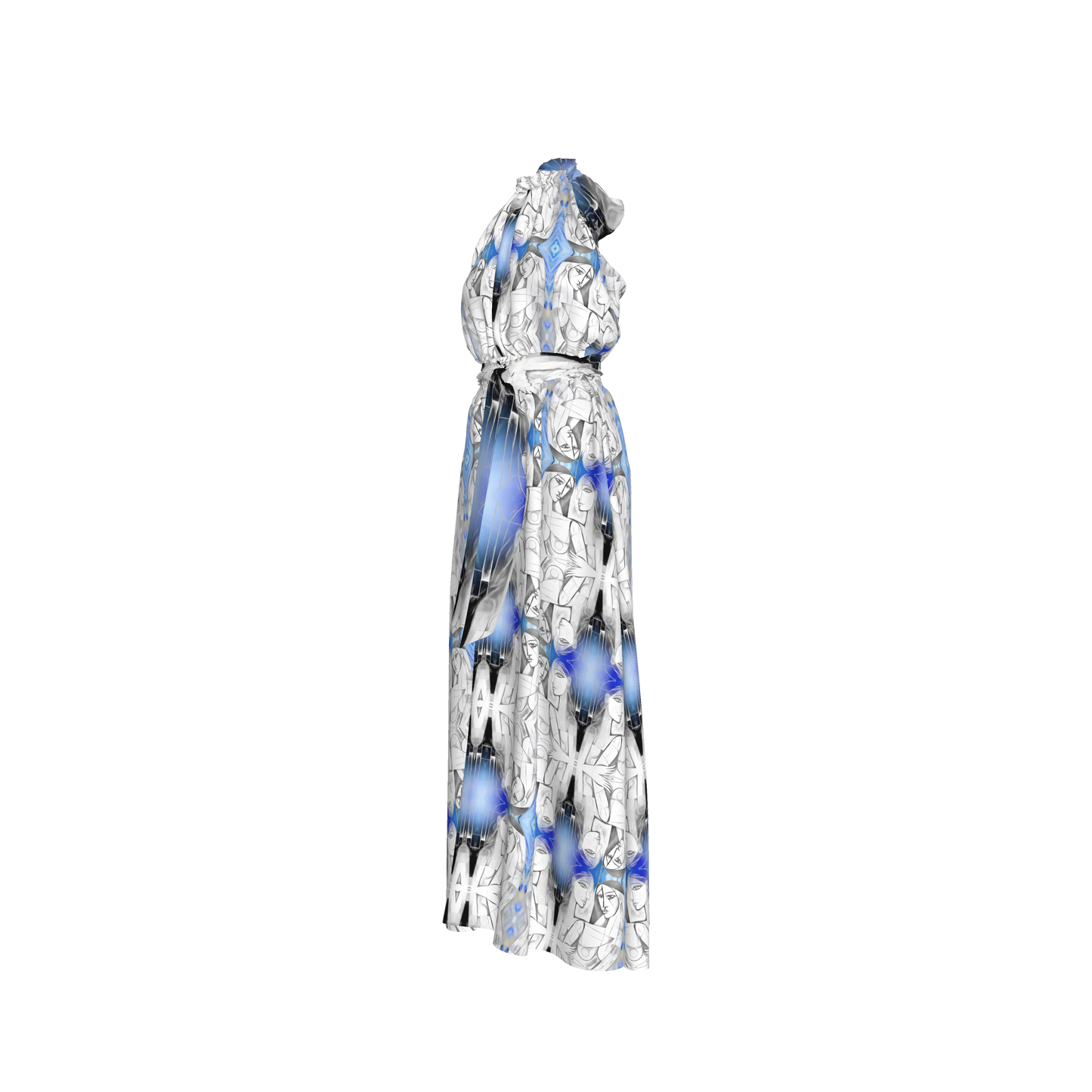 Aziza Silk Halter Maxi Dress