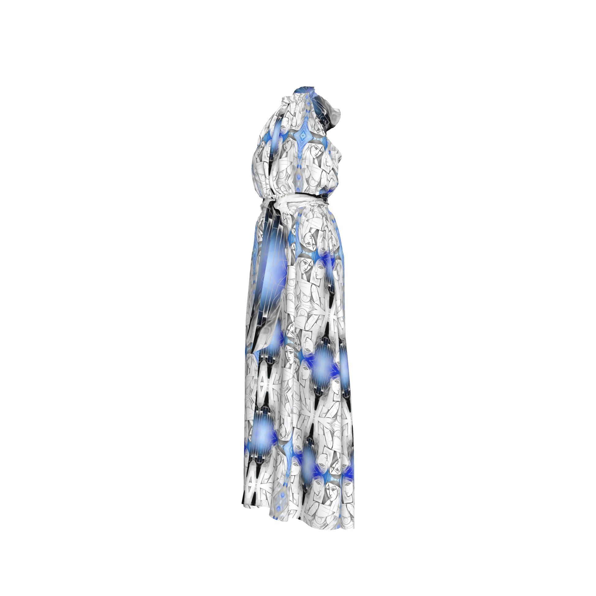 Aziza Silk Halter Maxi Dress
