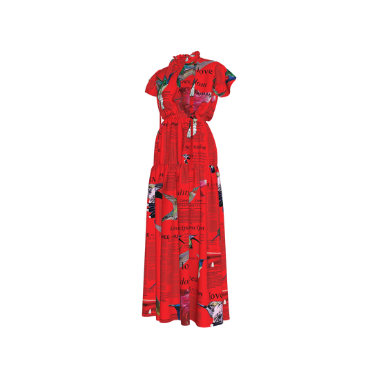 Lina Silk Maxi Ruffle Dress