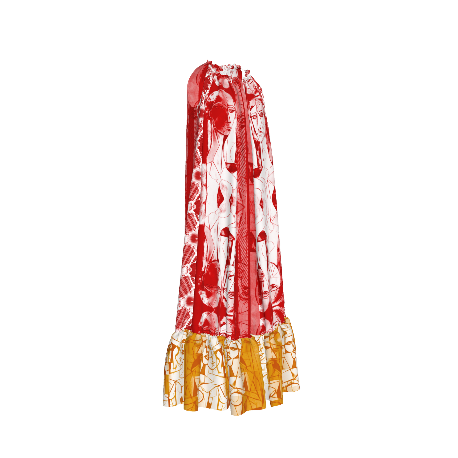 Aria Drawstring Halter Silk Maxi Dress
