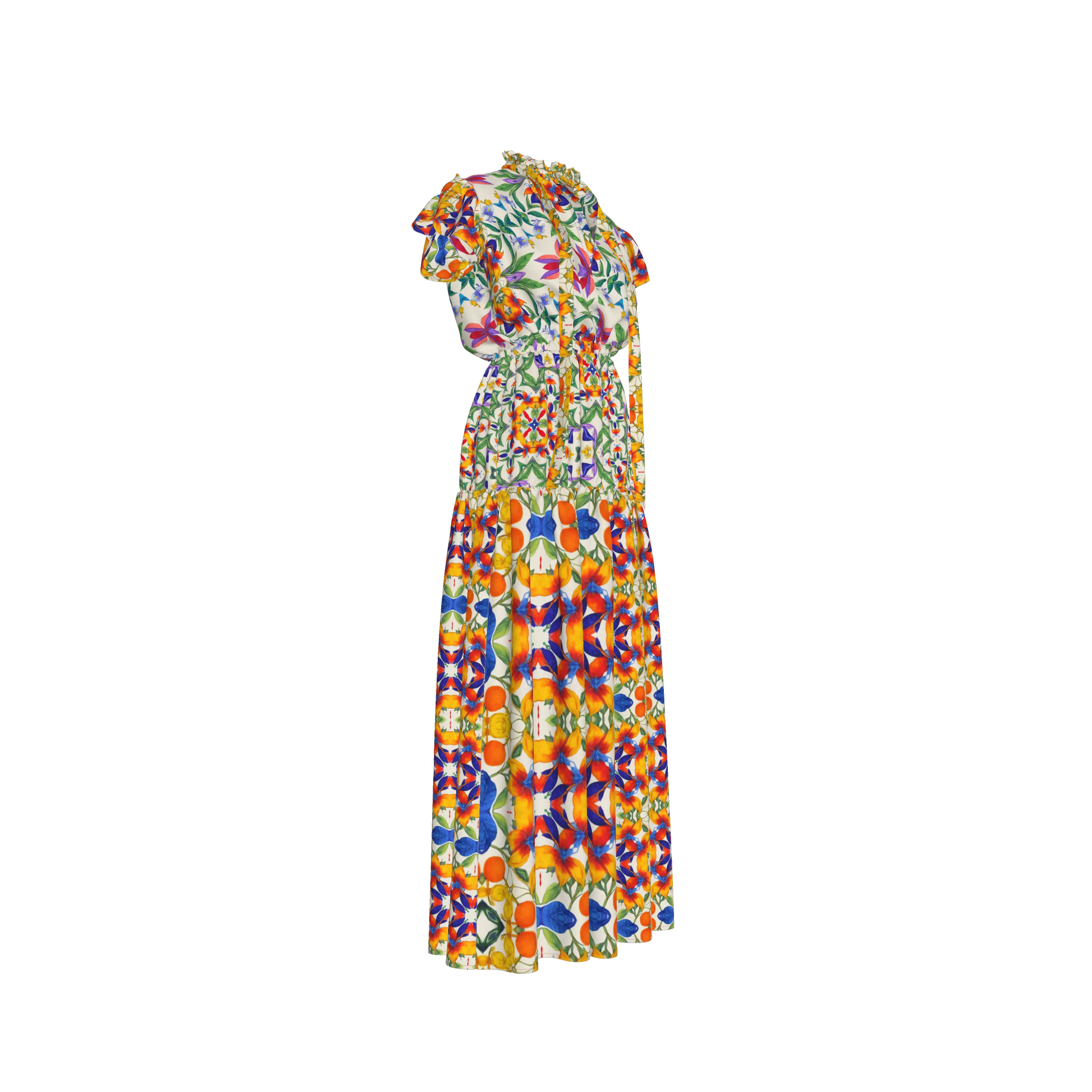 Lina Silk Maxi Ruffle Dress