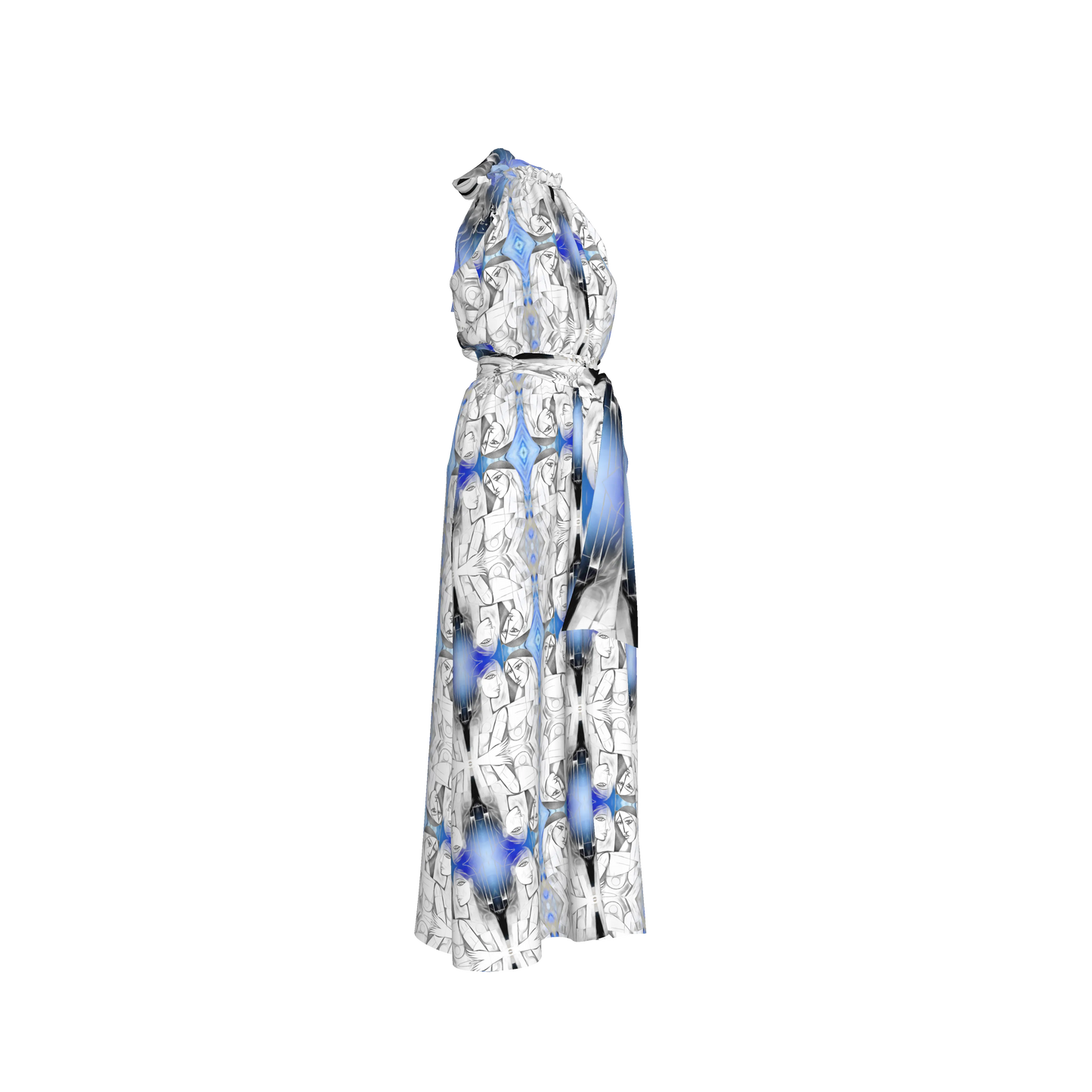 Aziza Silk Halter Maxi Dress
