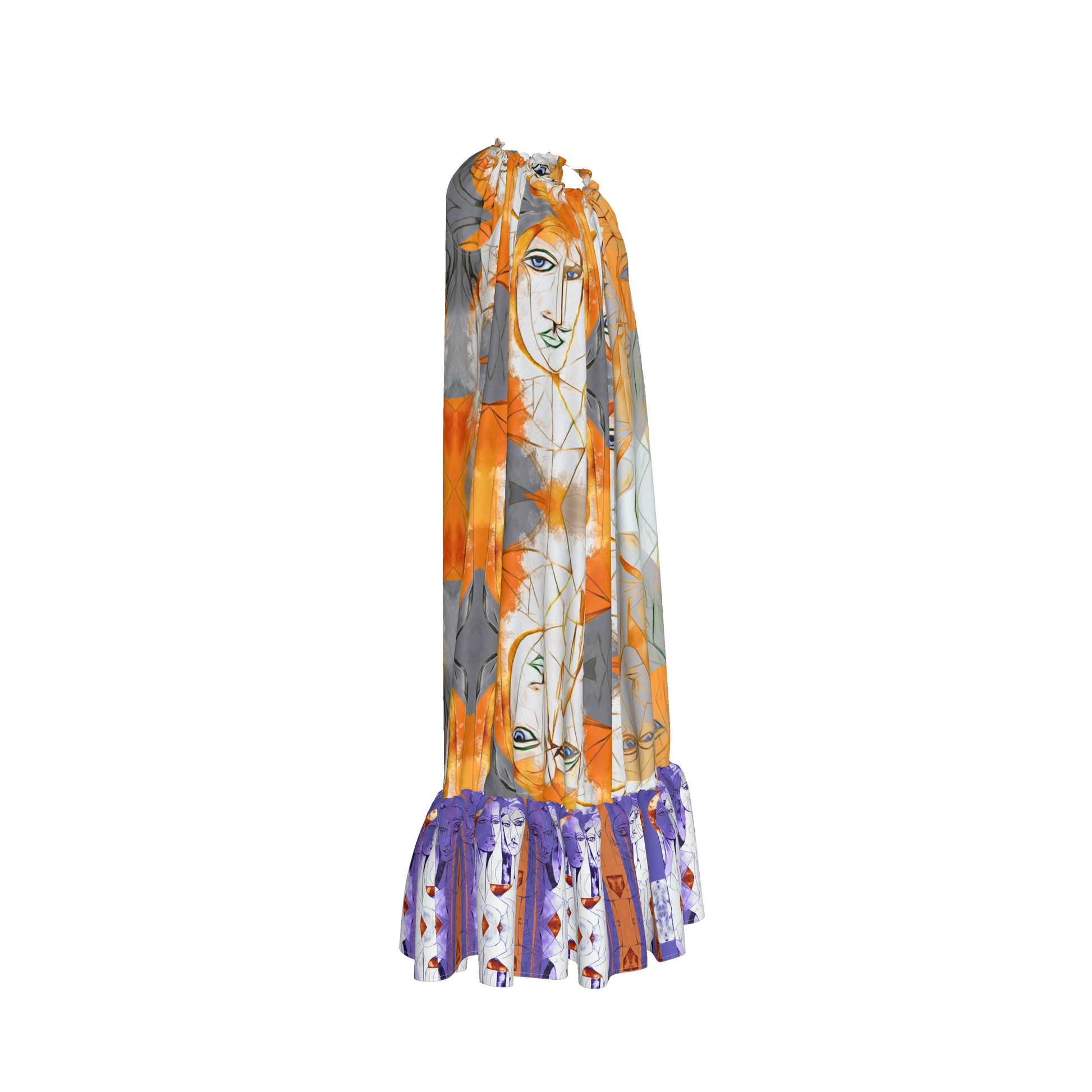 Aria Drawstring Halter Silk Maxi Dress