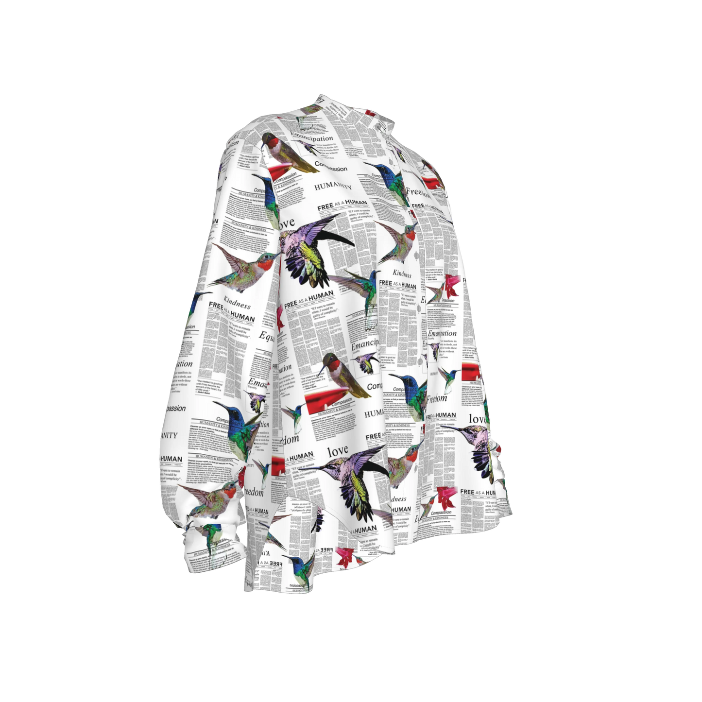 Zahara Band Collar Oversized Silk Shirt