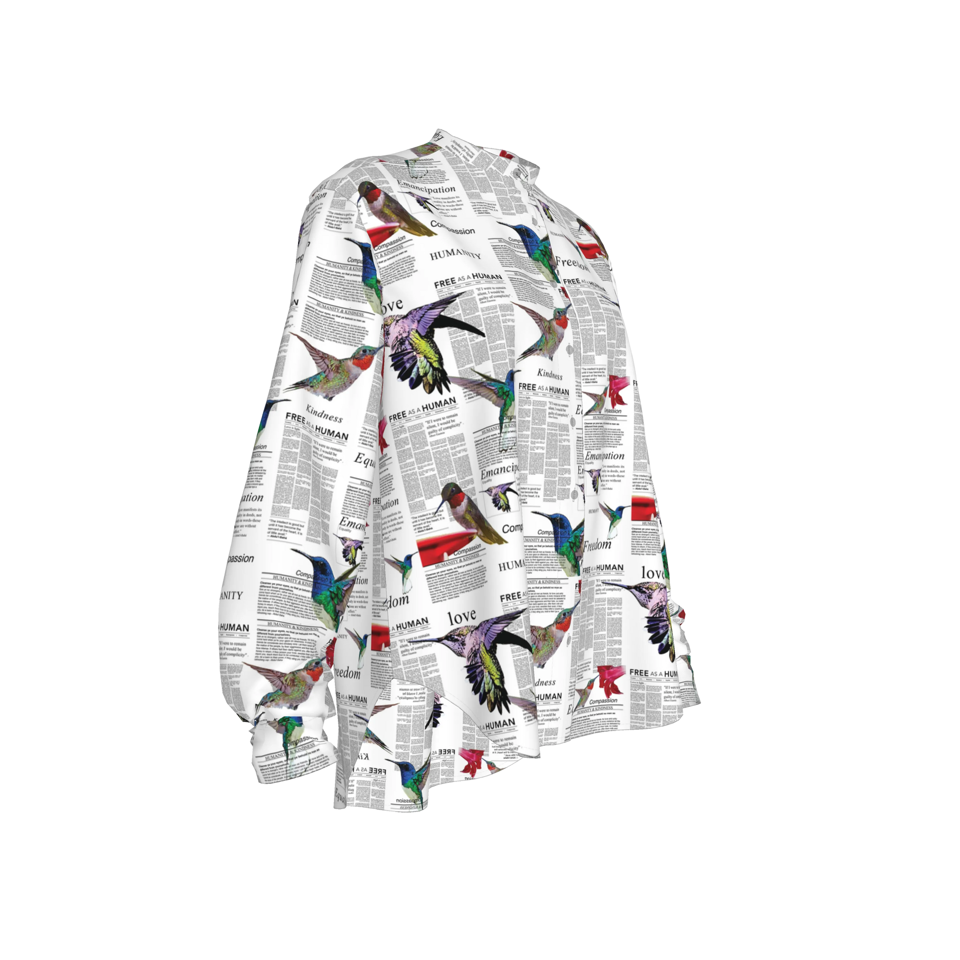 Zahara Band Collar Oversized Silk Shirt