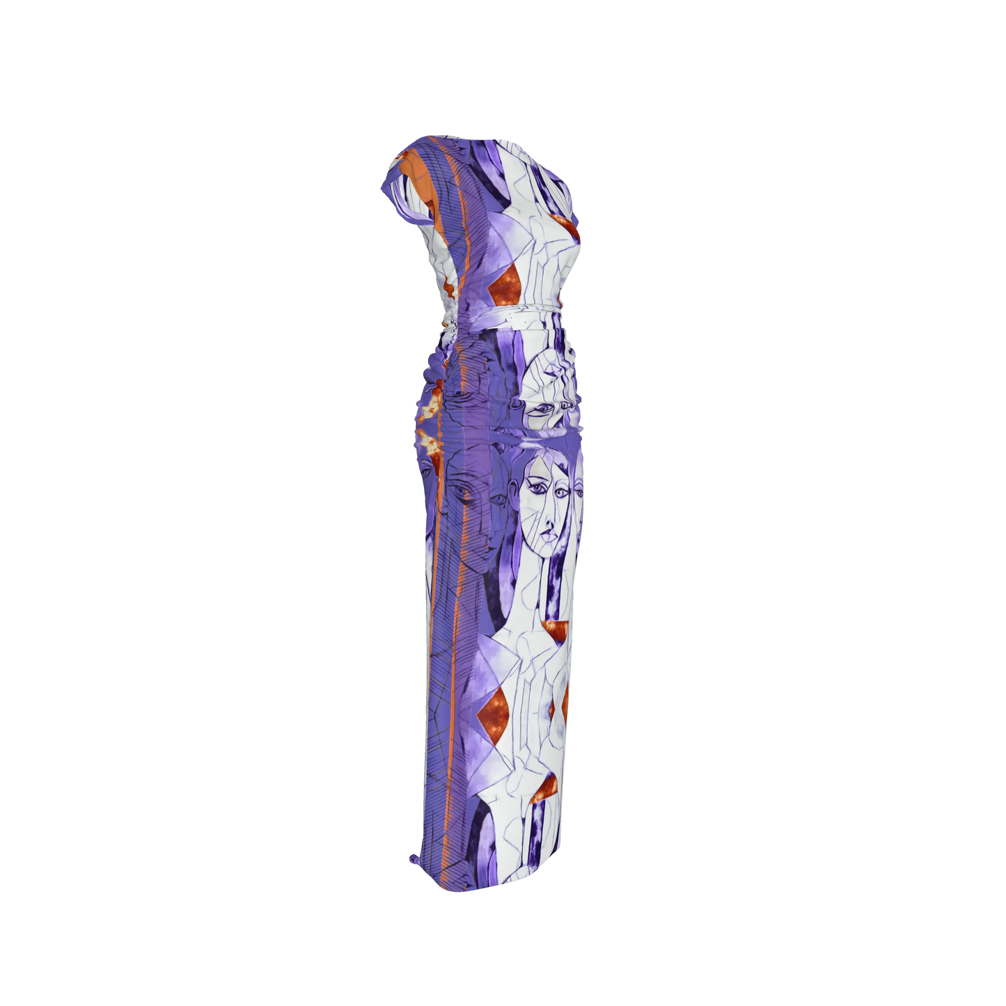 Zuhura Boatneck Shirred Silk Maxi Dress