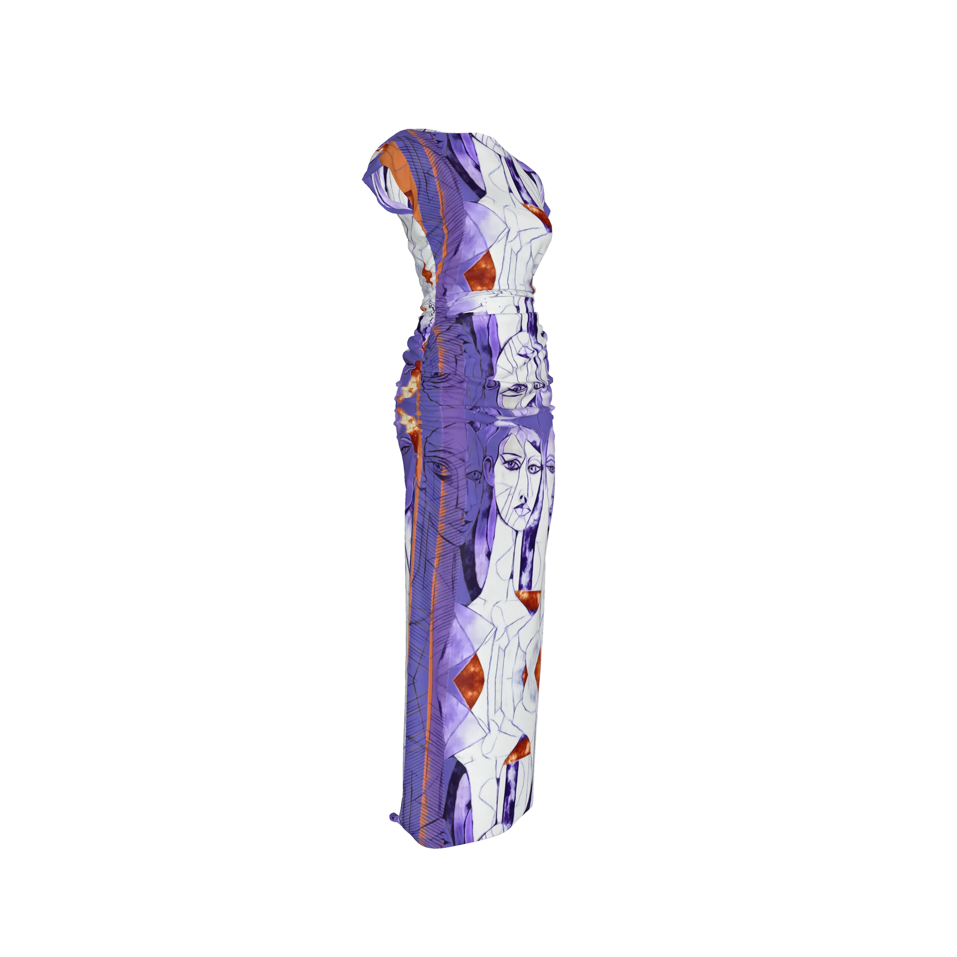 Zuhura Boatneck Shirred Silk Maxi Dress