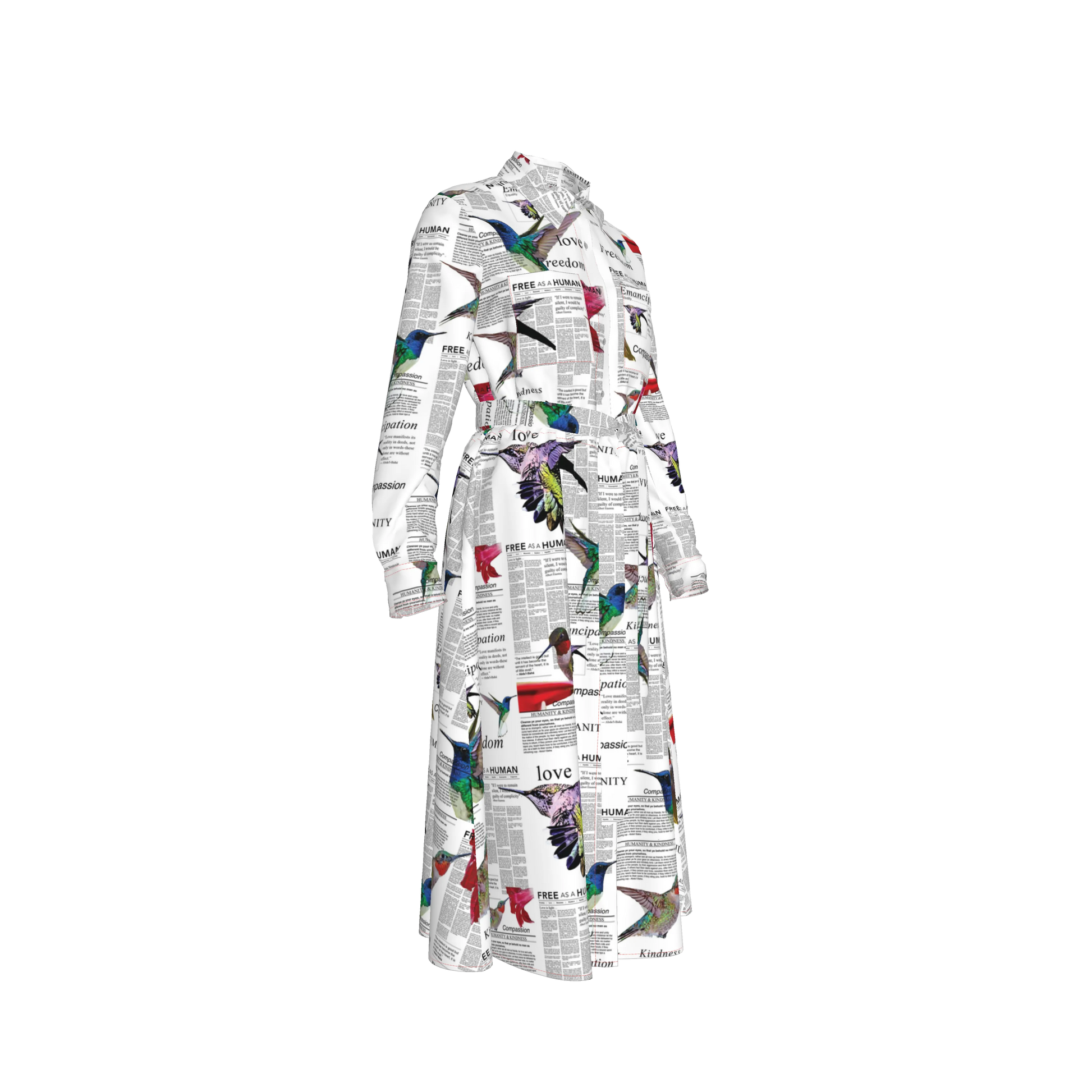 Malaika Belted Silk Shirt Dress