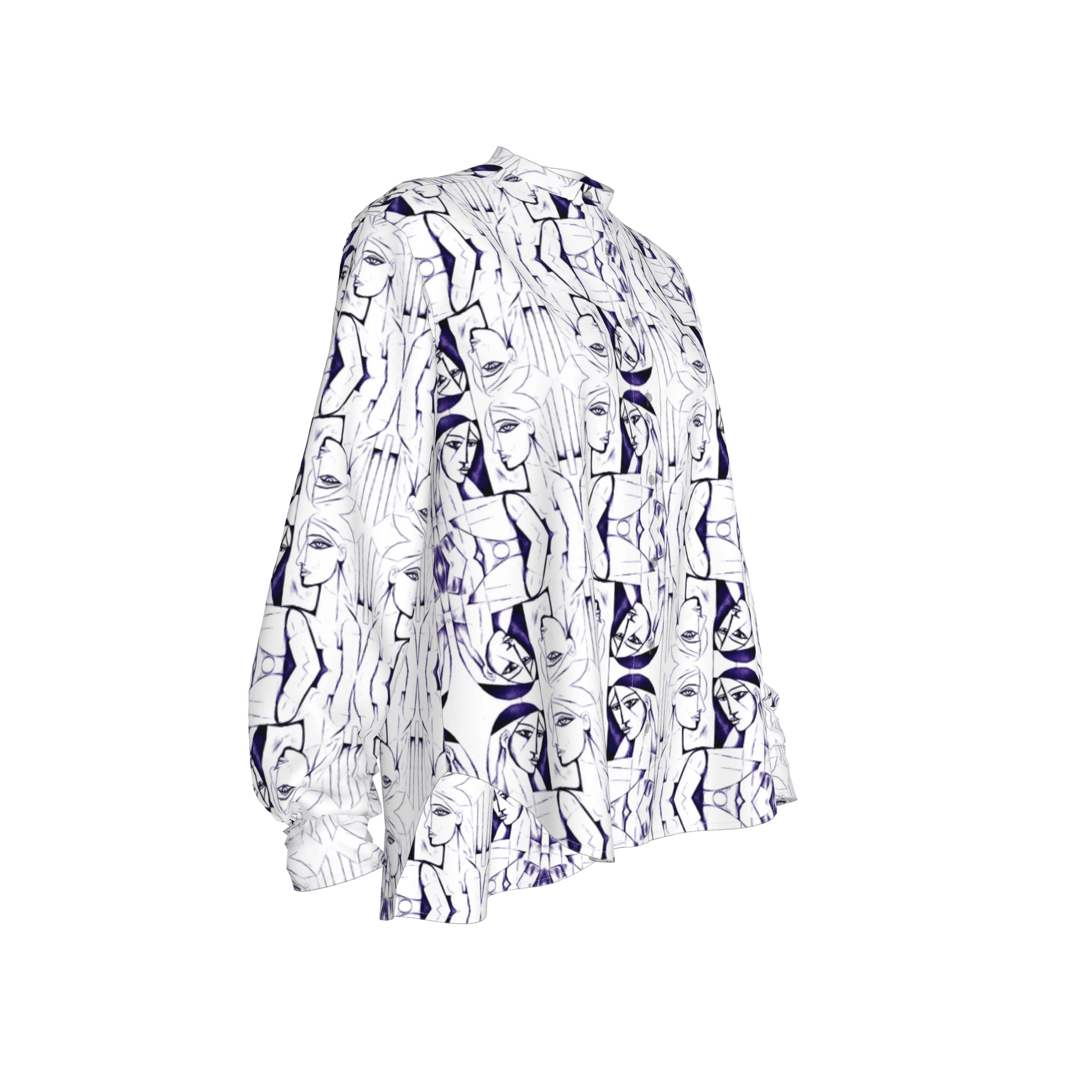 Zahara Band Collar Oversized Linen Shirt