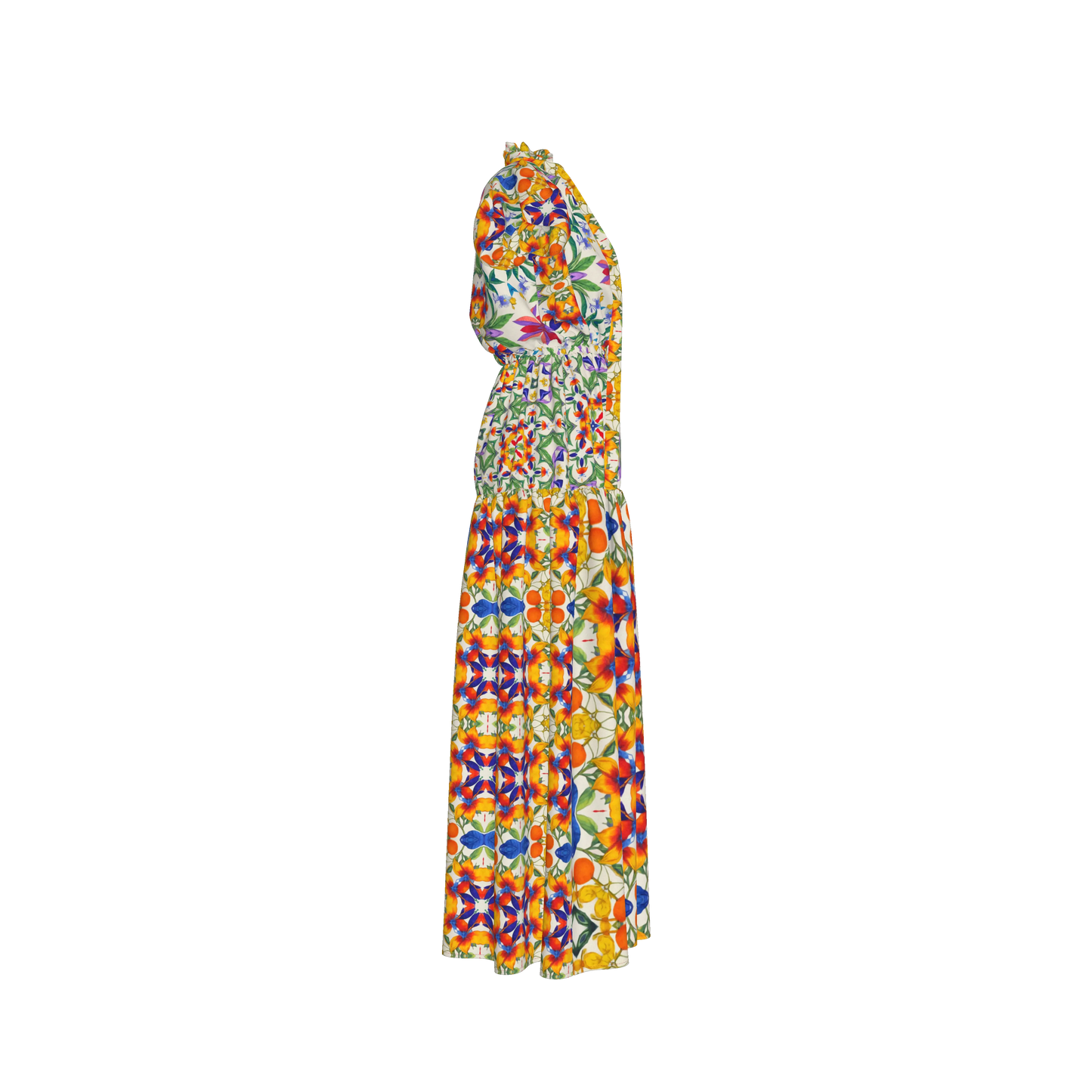 Lina Silk Maxi Ruffle Dress