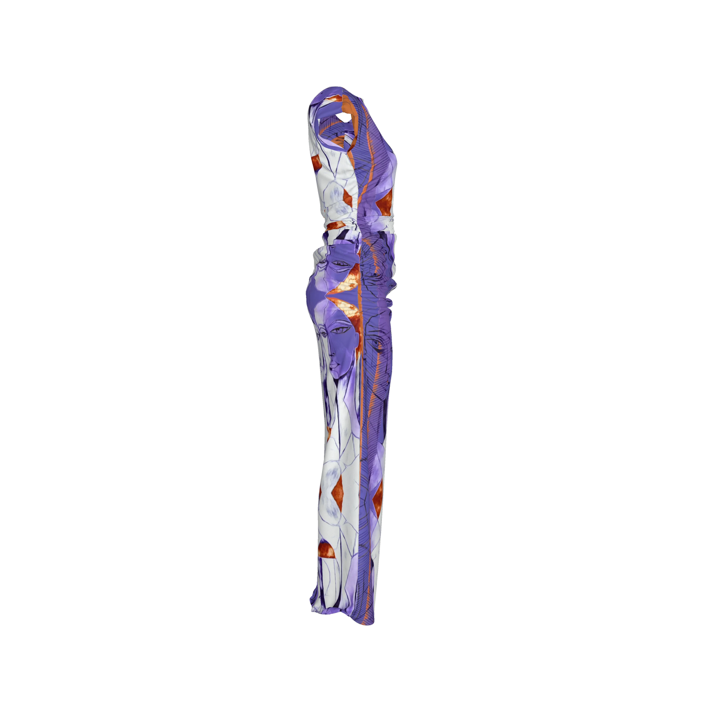 Zuhura Boatneck Shirred Silk Maxi Dress