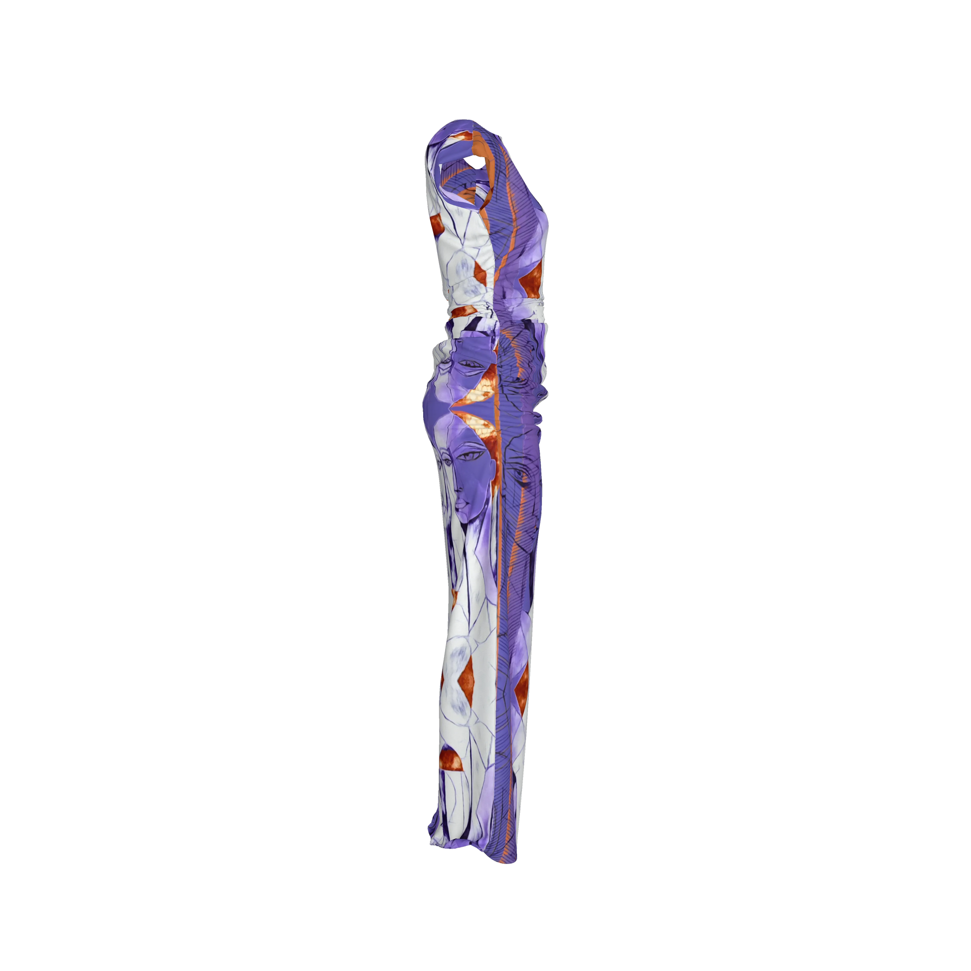 Zuhura Boatneck Shirred Silk Maxi Dress